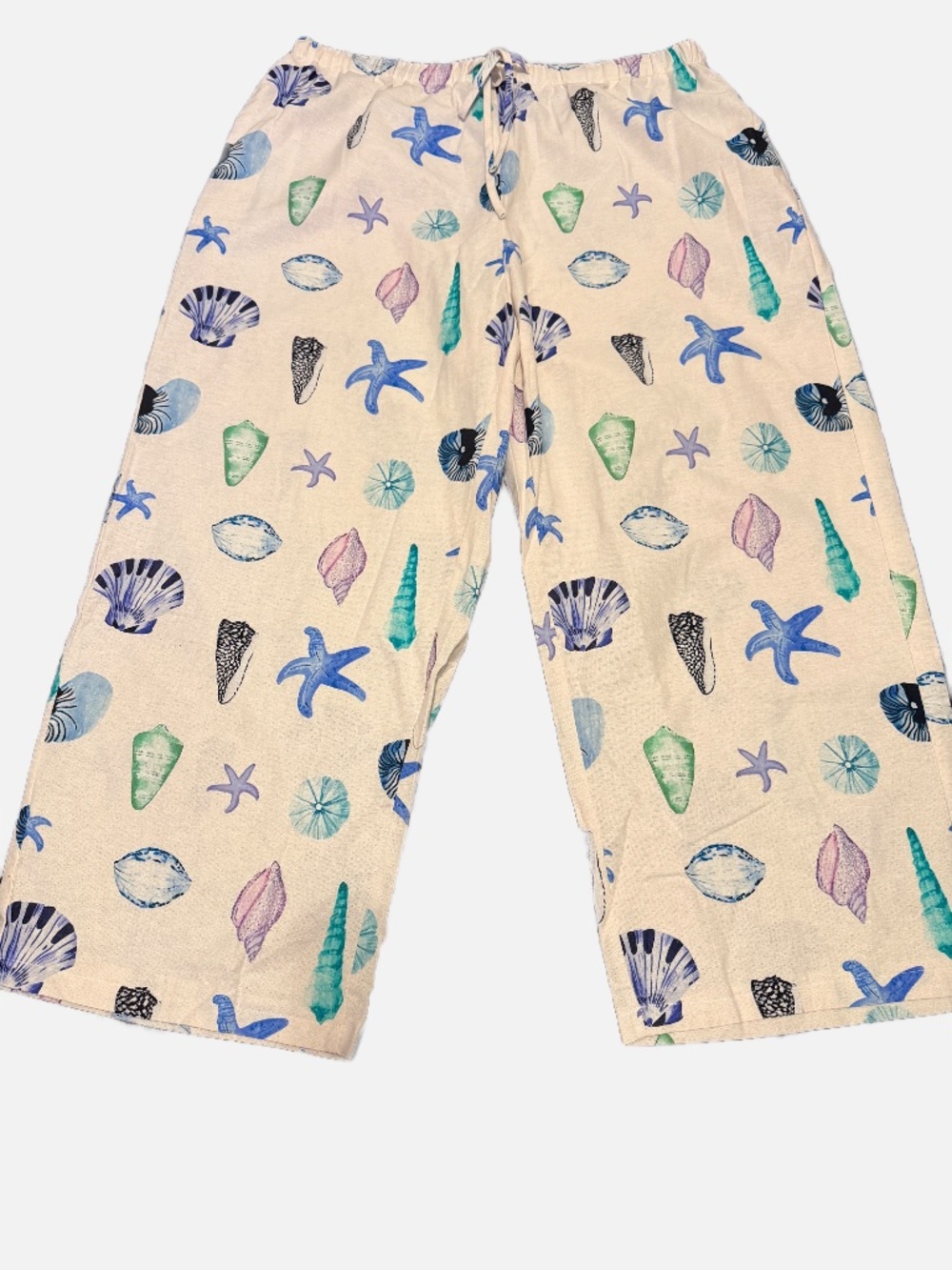 Seashell cotton wide leg pants
